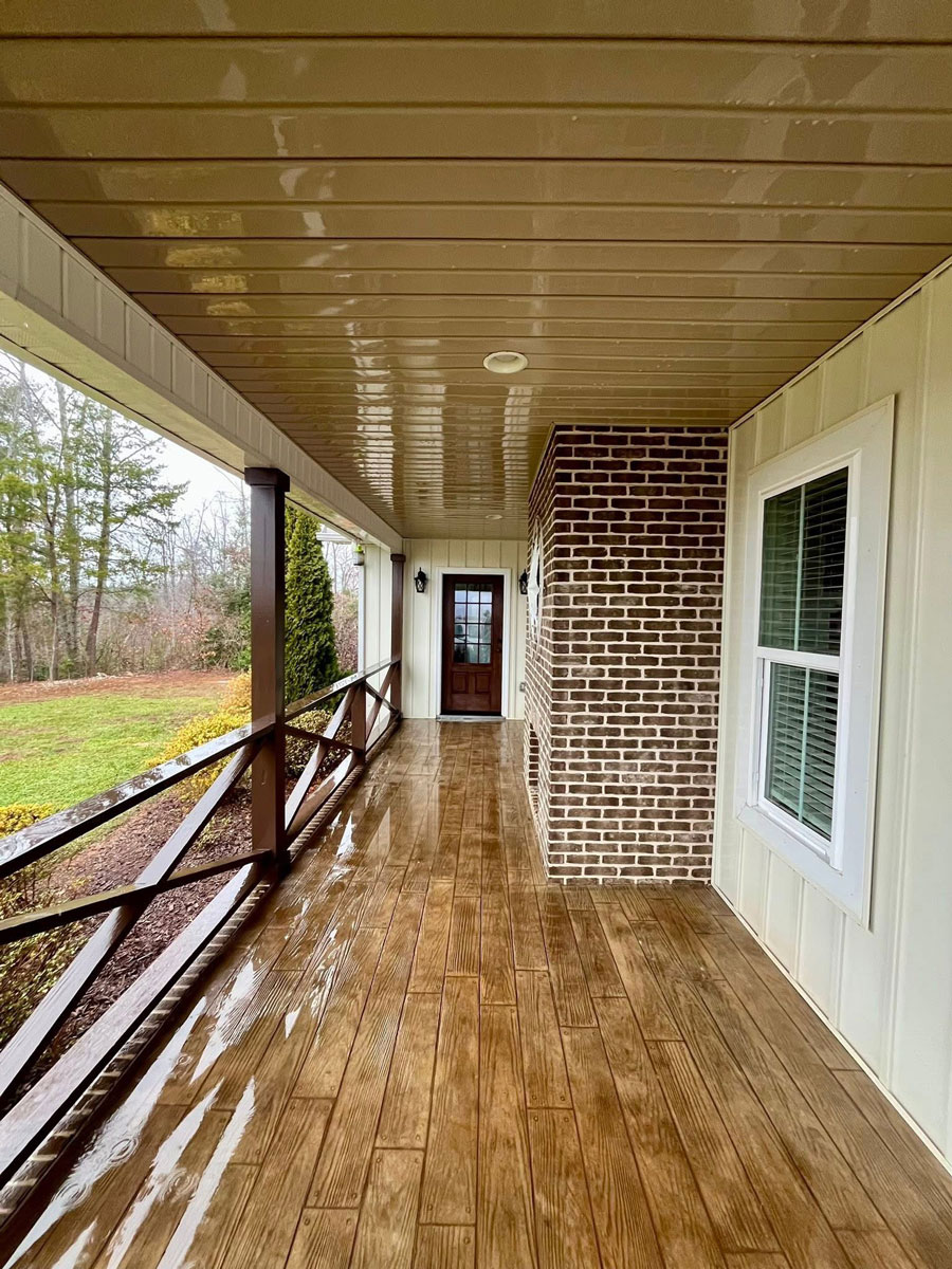 back deck of home just after being pressure washed