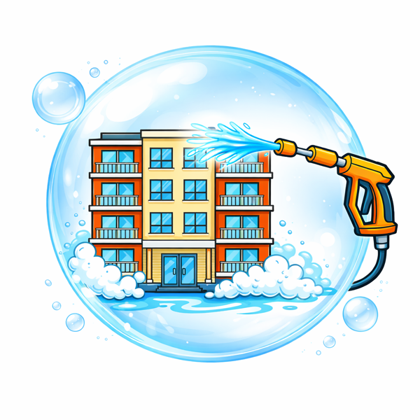 apartment building pressure washing icon